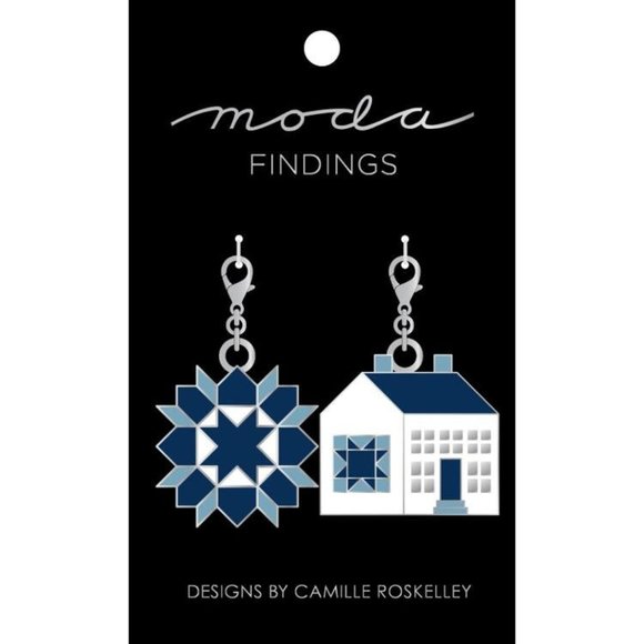 Shoreline Enamel Zipper Pulls (Set of Two) Swoon Block and House Thimble Blossom - Picture 3 of 4